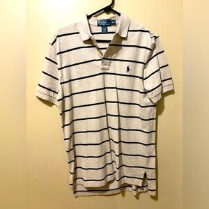 Ralph Lauren Polo - Tan with Forest Green Strip - Blue Pony - Medium